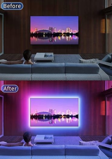 5M TV Backlight, for 45-75 Inch TV, Music Sync LED TV Light with Bluetooth Function - RGB Color Changing Light Strip for Home Theater 16.4ft
