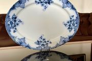 Antique Art Deco Cambridge Pattern Oval Serving Platter Meat Platter Hollinshead &amp; Kirkham England ca 1910