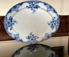 Antique Art Deco Cambridge Pattern Oval Serving Platter Meat Platter Hollinshead & Kirkham England ca 1910