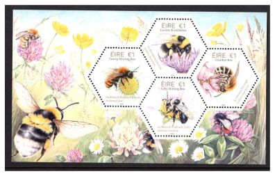 2018 Ireland Fauna & Flora Native Irish Bees Commemorative Stamps Miniature Sheet Mint Never Hinged (MNH)
