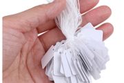 Lot of 100 Blank Labels Price Tags with ties Size Small 2.4 cm x 1.4 cm / 0.94 x 0.55 inches for homemade jams, kraft shops, gift shop, retails, collectors
