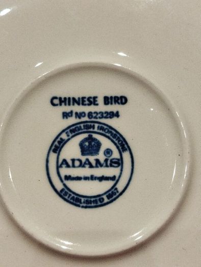 William Adams Chinese bird pattern plates