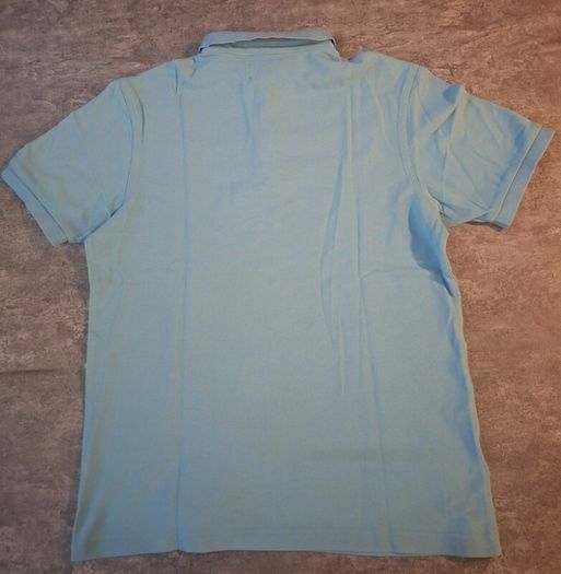 Fred Perry Men's Large Short Collar Polo Light Blue Coral Red