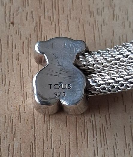 Tous silver mesh bangle bracelet with teddy bears