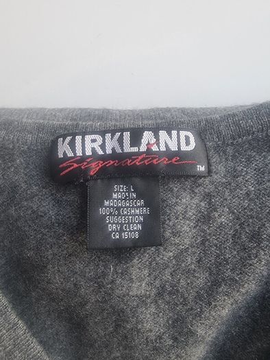 Grey Cashmere V-Neck, Size L