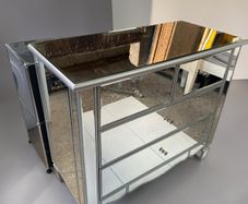Mirrored Chest of Drawers - 4-Drawer, Silver Frame