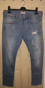 Zara Slim Fit Mens Blue Jeans Stud detail Size Euro 40