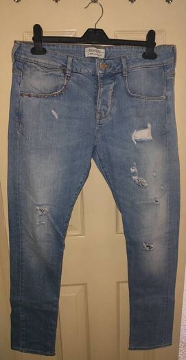 Zara Slim Fit Mens Blue Jeans Stud detail Size Euro 40