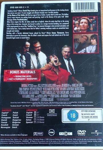 In The Name of the Father, dvd