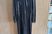 H&amp;M black micro sequins long sleeve midi dress size 38 (12)