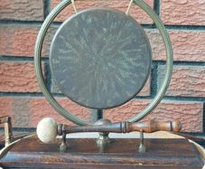 Vintage Edwardian Brass Gong With Mallet