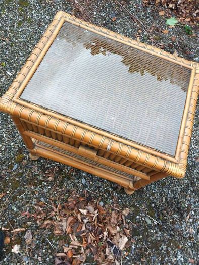 vintage glass top nightstand