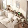 200 cm Narrow Console Table with Power Outlet, 18 cm Skinny Sofa Table, Long Behind Couch Table with Charging Station, for Entryway, Hallway, Living Room, Rustic Brown and Black Image 2