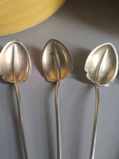 Sterling silver antique straw spoons set of 5