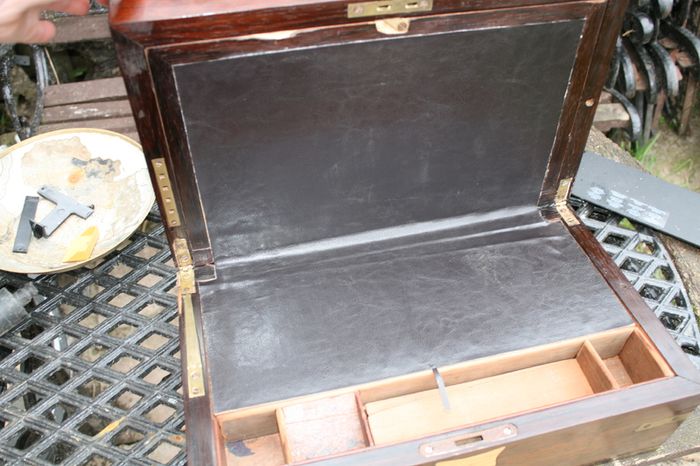 Antique Wooden Writing Box 19th century ,Brass fittings