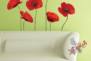 Red Poppy Flowers Removable Wall Stickers Nice Home Decor 