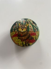 Vintage Paper Mache Hand Made Box with Cat
