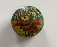 Vintage Paper Mache Hand Made Box with Cat