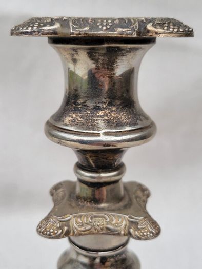 Antique Old English Edwardian Silver Plated Candlesticks