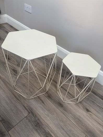 White metal M&S side tables