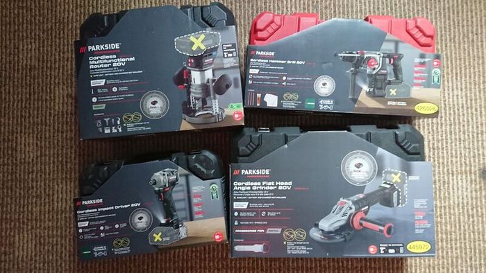 Parkside Performance X20V Cordless Brushless Router + Accessories Set. X20V Cordless Brushless Impact Driver 226NM. X20V Cordless Brushless SDS Hammer Drill. X20V Cordless Brushless Angle Grinder. X20V 2AH 4AH 8AH 12AH Batteries X20V Chargers