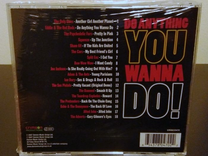 Do Anything You Wanna Do! 18 Punk & New Wave Anthems CD Album