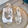 Brand-new Van Dal Libby Silver Leather Low Block Heel Slingback Peep-toe Sandal Size: UK 4 / EU 37 Image 7