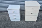 Two White 3-Drawer Bedside Lockers