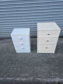 Two White 3-Drawer Bedside Lockers