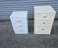 Two White 3-Drawer Bedside Lockers