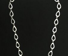 Solid .950 Silver Contemporary Open Teardrop Link Necklace