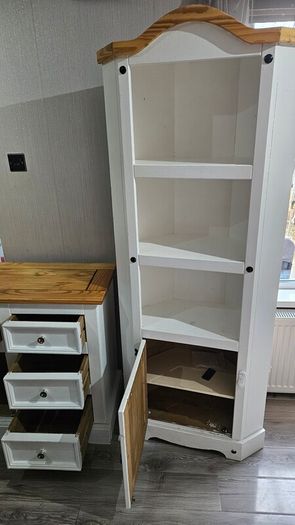 corner display cabinet and drawer unit