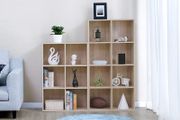Wooden Bookcase, 4 Tier Shelf, 8 Compartments, Wardrobe, Closet, Home, Office, Light Oak Colour