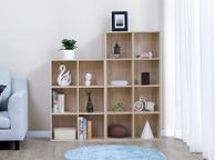 main image for ad Wooden Bookcase, 4 Tier Shelf, 8 Compartments, Wardrobe, Closet, Home, Office, Light Oak Colour