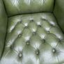 George III Style Deep Button Green Leather Wingback Armchair. Image 2