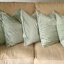 Sage green velvet cushions Image 3