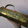 Vintage Embossed Brass Vase Pitcher, Embossed Belgium Brass Vase Jug 13,3" Image 4