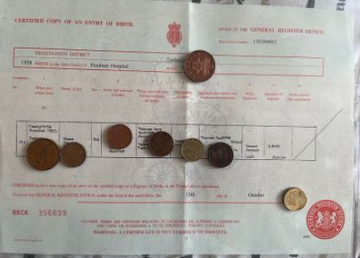 Shane MacGowan of The Pogues - Birth Certificate - FREE POSTAGE