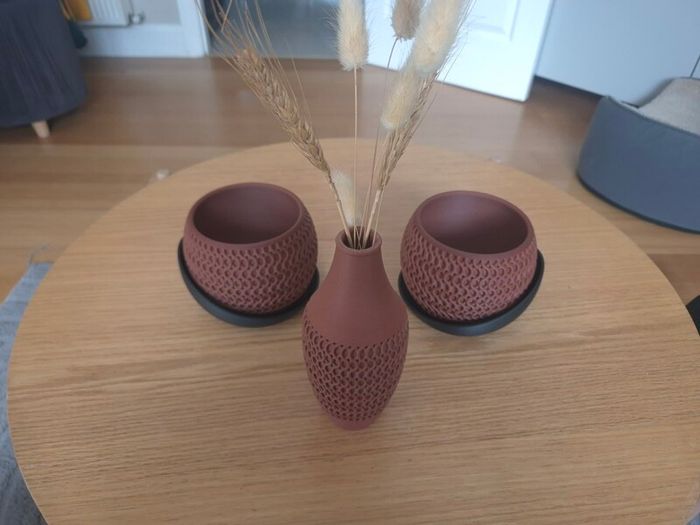 Modern 3D Printed Vase & Planter Set