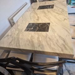 marble table and 6 chairs