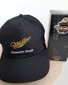 New Miller cap and new collectable harley davison glass