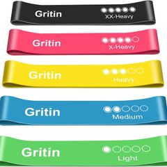 Resistance Bands, [Set of 5] Skin-Friendly Resistance Fitness Exercise Loop Bands with 5 Different Resistance Levels - Carrying Case Included - Ideal for Home, Gym, Yoga, Training