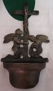 vintage brass/bronze holy water font