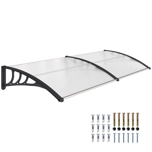 Door Awning, 75 x 195 cm Polycarbonate Cover for Window, Front Door, Outdoor, Patio, UV Rain Snow Protection Shelter, Clear
