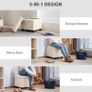 Storage Ottoman Bench, Corduroy Storage Chest Box with Wooden Legs, 40cm Bed End Bench for Living Room, Bedroom, Entryway, Beige Image 4