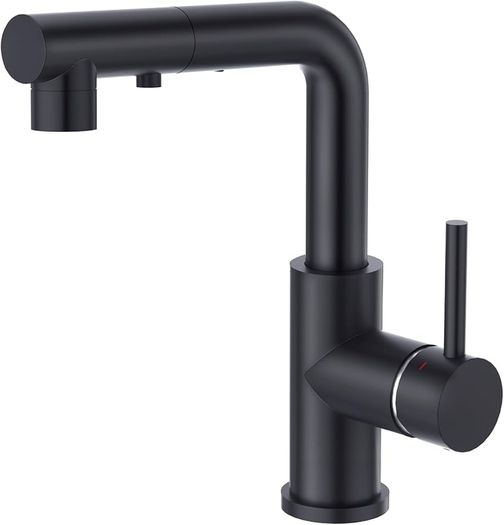 Kitchen Tap with 3 Function Sprayer, Pull Out Kitchen Mixer Tap, 360 Swivel Kitchen Sink Tap, Single Handle Sink Tap for Bathroom or Kitchen, Matt Black