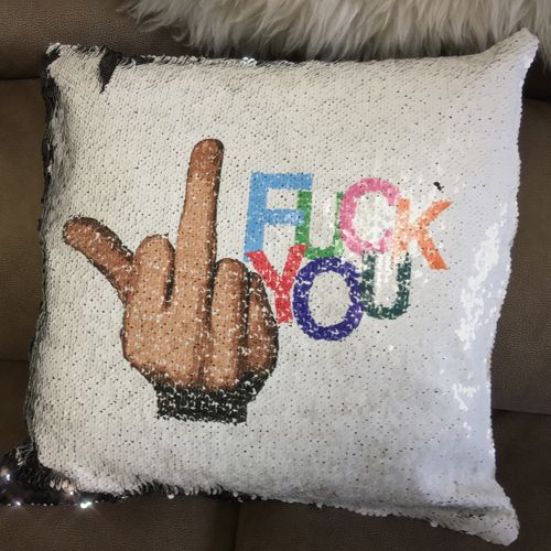 Sequin Mermaid Magic Pillow Rude Cushion Cover Fuck You Great Gift Present