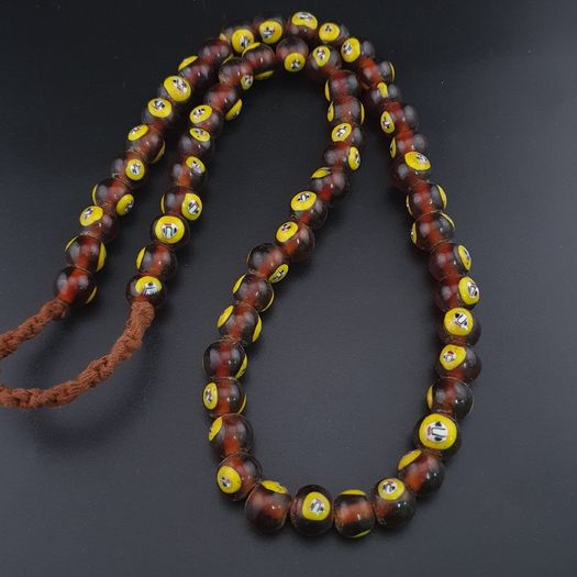 Vintage Middle Eastern Old Face Glass Beads Necklace