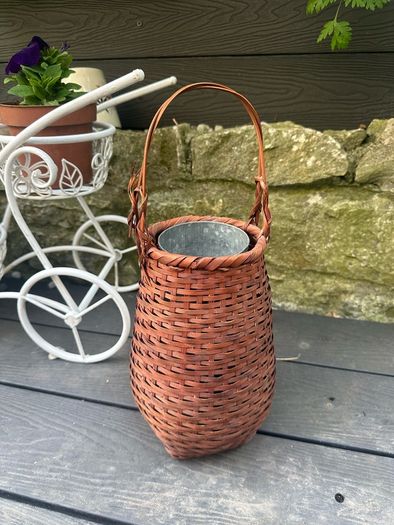 Vintage Japanese Style Flower Basket with Metal Insert