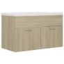 Sink Cabinet with Built-in Basin Sonoma Oak Chipboard Image 2
